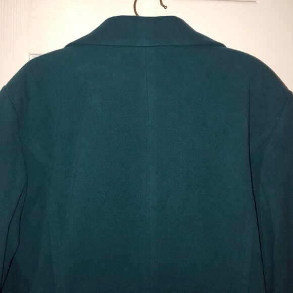 XXL Two Button Front Collared Teal Pea Coat - Picture 4 of 10
